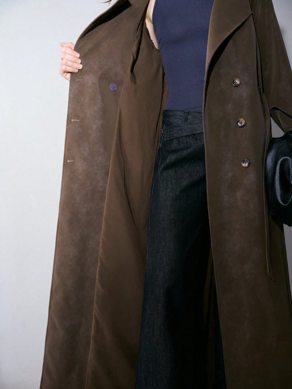 Mocha Brown Elegant Women's Long Trench Coat - Picture 6 of 6